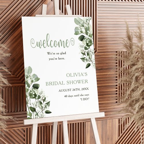 Gypsophila Eucalyptus Bridal Shower Welcome Sign