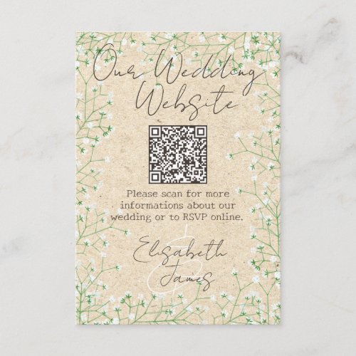   Gypsophila Watercolor Floral Our Wedding Website Enclosure Card