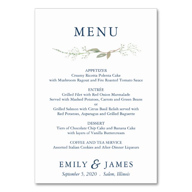 Gypsophila Wreath Menu Card (Front)