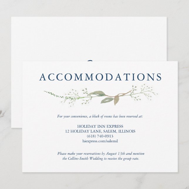 Gypsophila Wreath Wedding Enclosure Invitation (Front/Back)