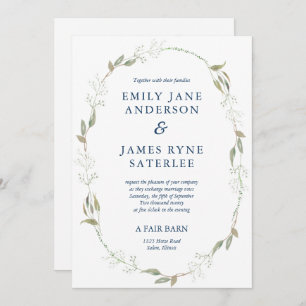 Gypsophila Wreath Wedding Invitation