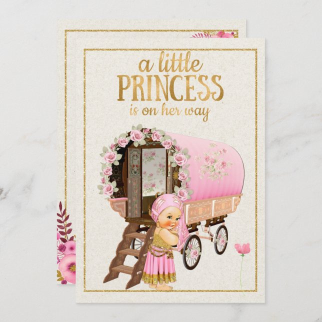 Gypsy Baby Shower Invitation with Gypsy Baby (Front/Back)