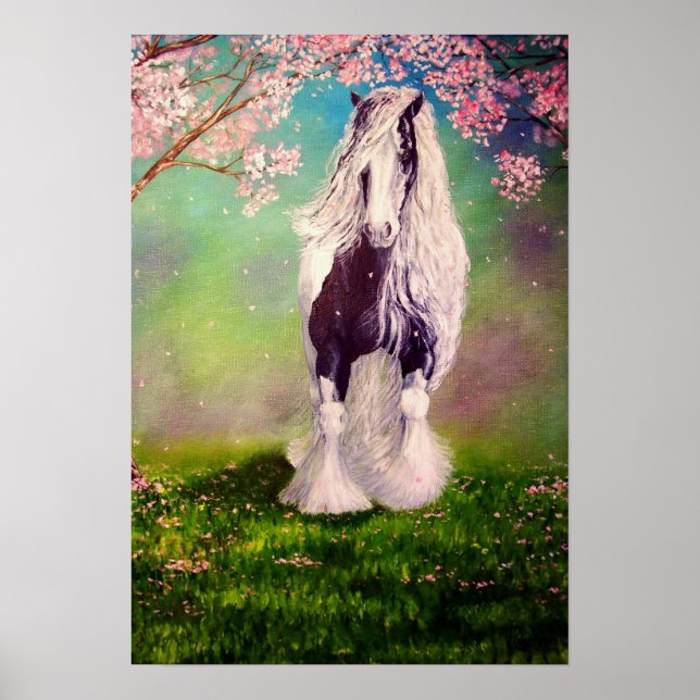 "Gypsy Blossom" Irish Vanner stallion caravan cob Poster (Front)