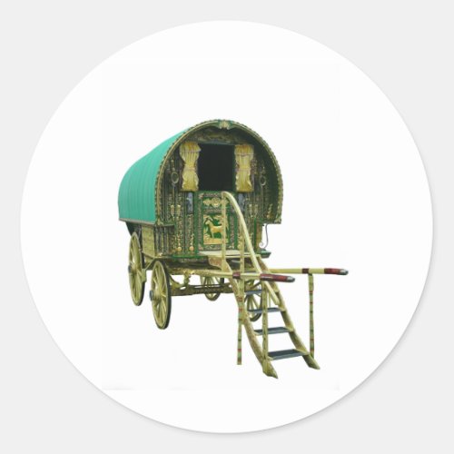Gypsy bowtop caravan classic round sticker
