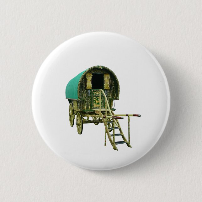 Gypsy bowtop caravan pinback button (Front)