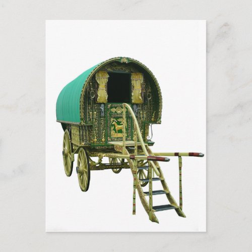 Gypsy bowtop caravan postcard