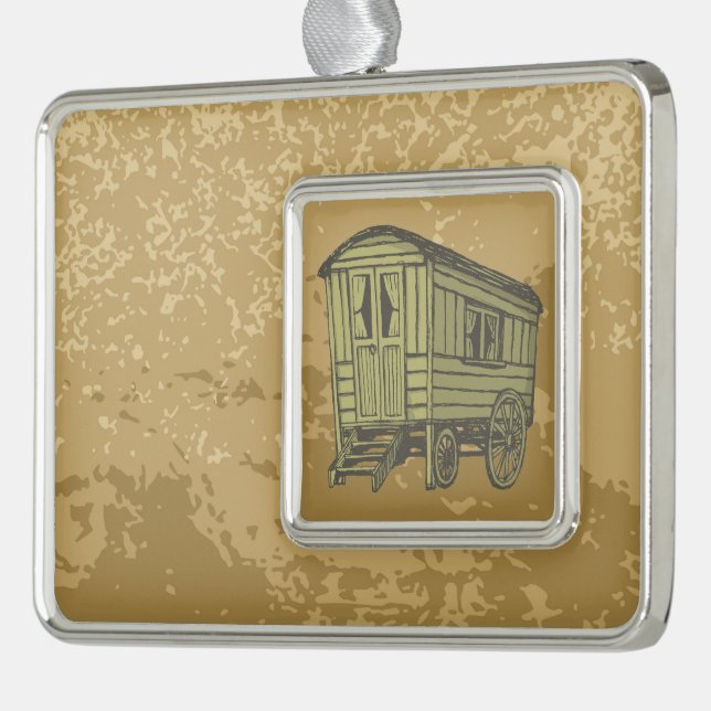 Gypsy caravan wagon christmas ornament (Left)