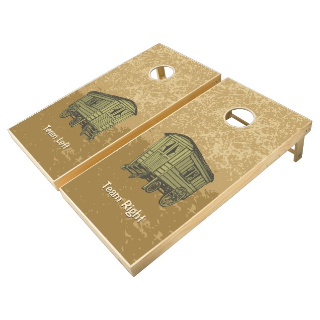 Gypsy caravan wagon cornhole set (Angled)