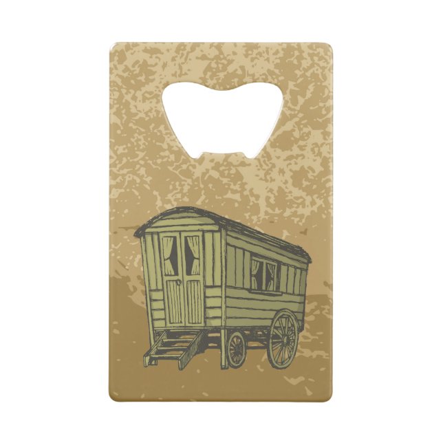 Gypsy caravan wagon credit card bottle opener (Back)