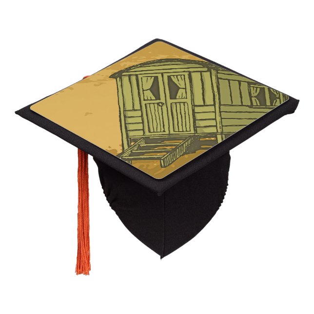 Gypsy caravan wagon graduation cap topper (Angled)