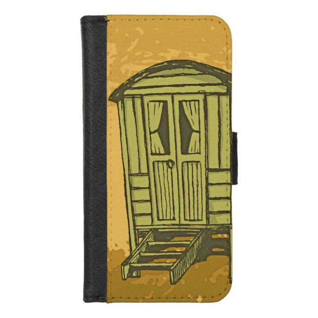 Gypsy caravan wagon iPhone wallet case (Front)