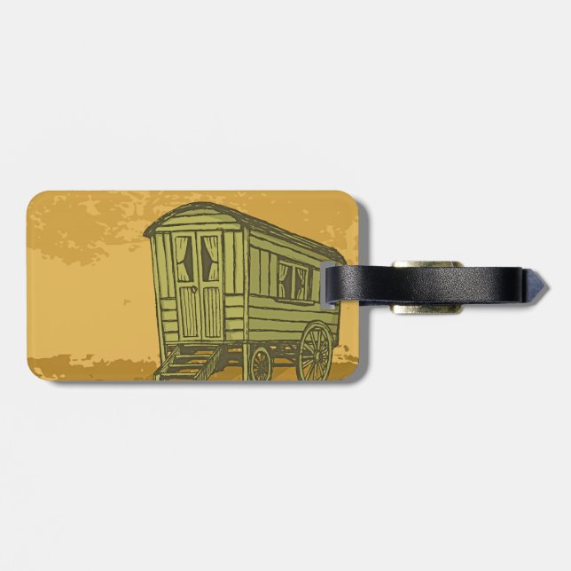 Gypsy caravan wagon luggage tag (Back Horizontal)