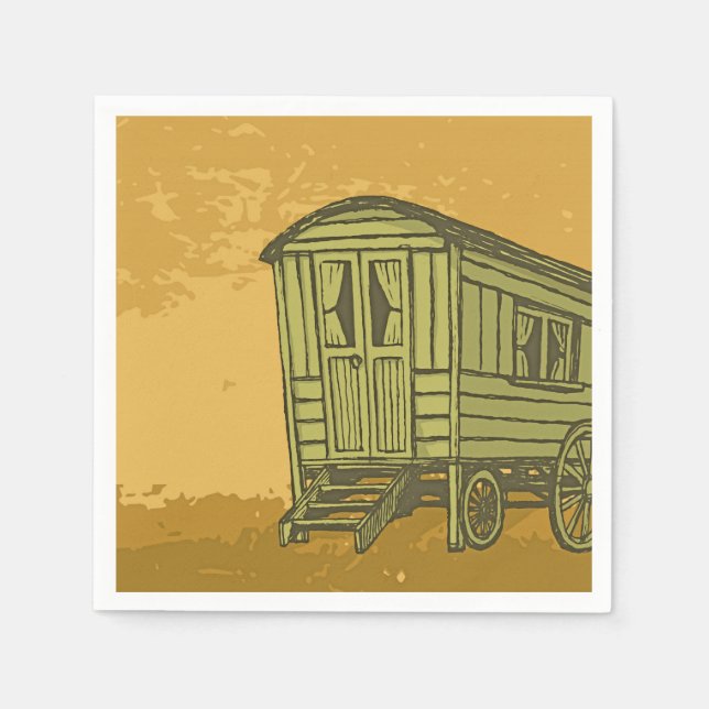 Gypsy caravan wagon paper napkins (Front)