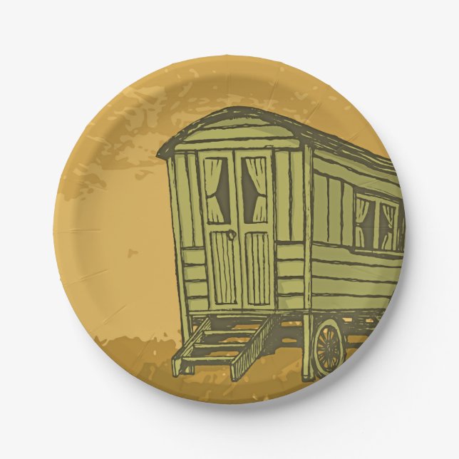 Gypsy caravan wagon paper plates (Front)