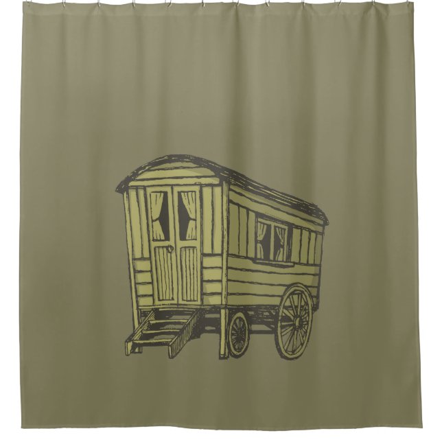 Gypsy caravan wagon shower curtain (Front)