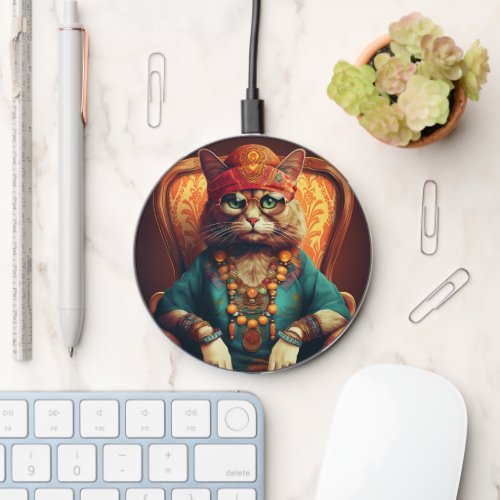 Gypsy Cat Style Colorful Feline Elegance Wireless Charger