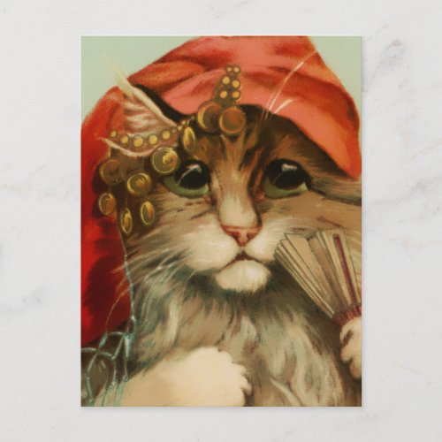 Gypsy Cat with Fan and Scarf by Maurice Boulanger Postcard