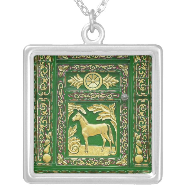 Gypsy door detail silver plated necklace (Front)
