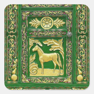 Gypsy door detail square sticker