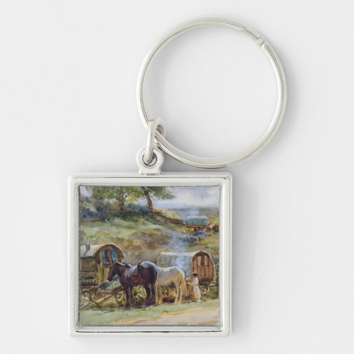 Gypsy Encampment, Appleby, 1919 Keychains