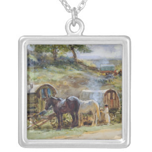 Gypsy Encampment, Appleby, 1919 Silver Plated Necklace
