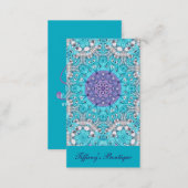 Gypsy Ethnic Embroidery  turquoise blue bohemian Business Card (Front/Back)