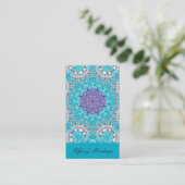Gypsy Ethnic Embroidery  turquoise blue bohemian Business Card (Standing Front)