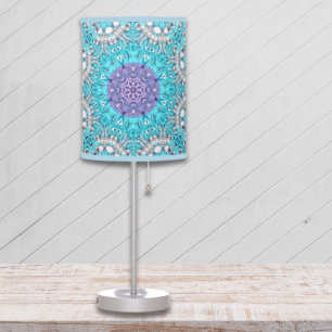 Gypsy Ethnic Embroidery  turquoise blue bohemian Table Lamp