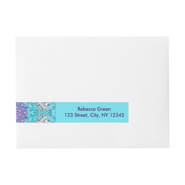 Gypsy Ethnic Embroidery  turquoise blue bohemian Wrap Around Address Label (Front)