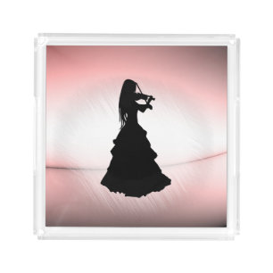 Gypsy Girl Plays Violin Acrylic Tray