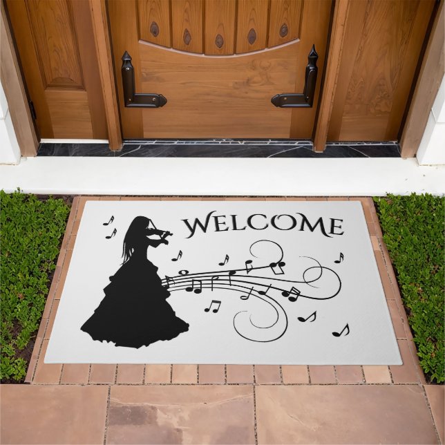 Gypsy Girl Plays Violin Welcome Doormat (Outdoor)