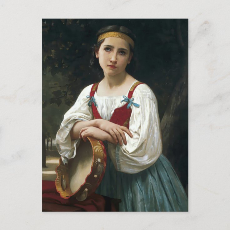 Gypsy Girl With A Tambourine by Bouguereau Postcard Zazzle
