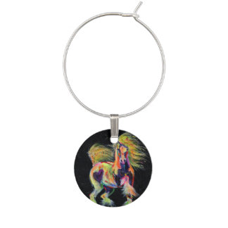 Gypsy Gold Pony Fluoro Cob Pinto Horse Wine Charm