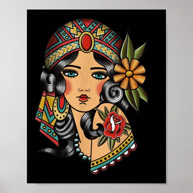 Gypsy Lady Head Fortune Teller American Traditiona Poster (Front)
