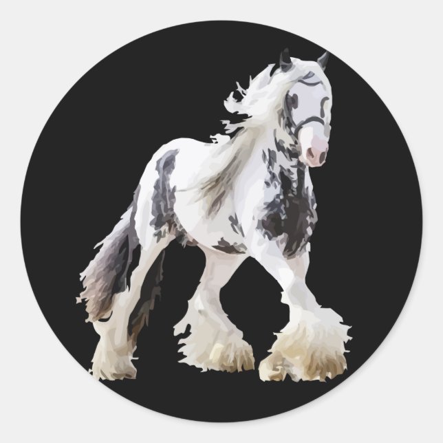Gypsy Mare Stallion Draft Horse Classic Round Sticker (Front)