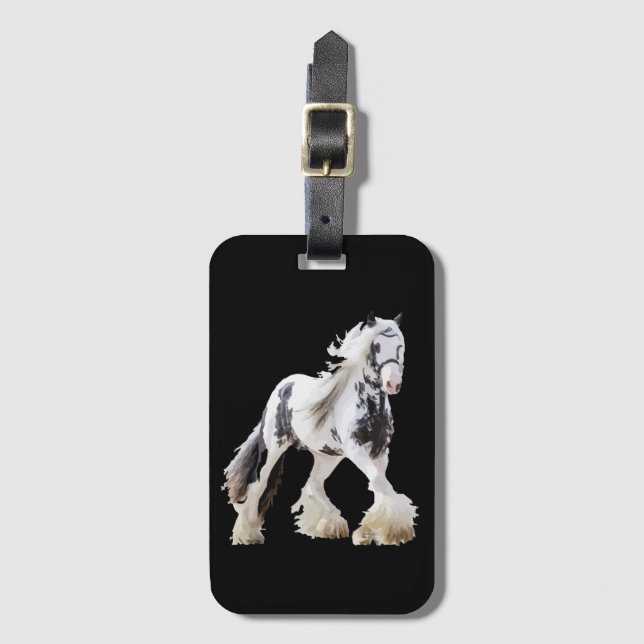 Gypsy Mare Stallion Draft Horse Luggage Tag (Front Vertical)
