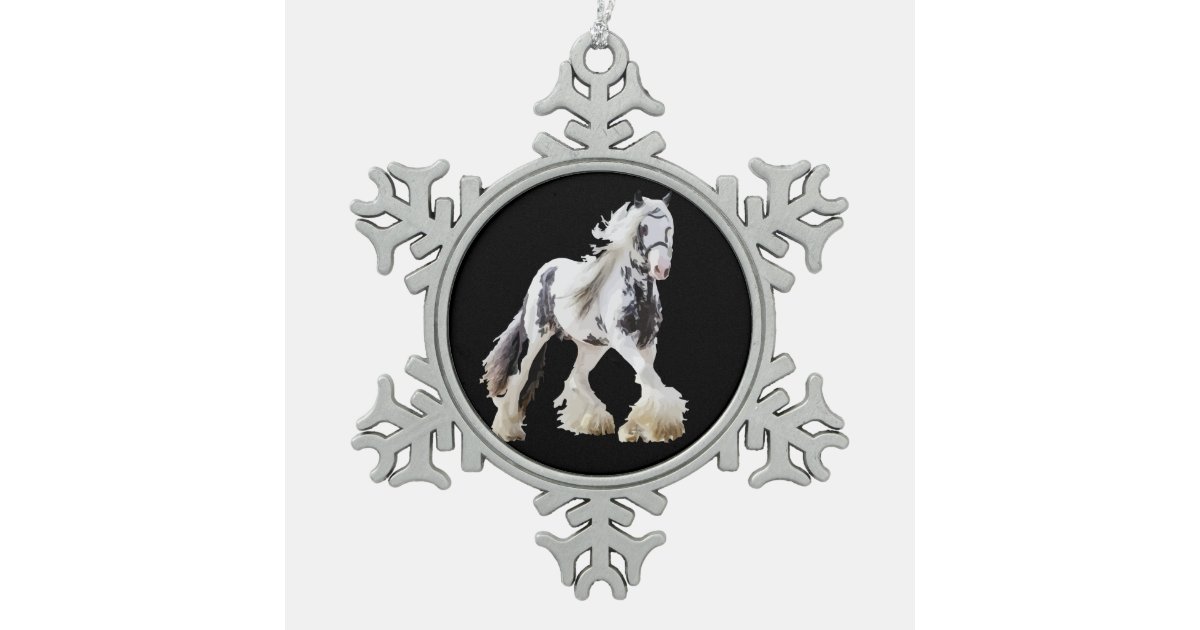 Gypsy Mare Stallion Draft Horse Snowflake Pewter Christmas ...