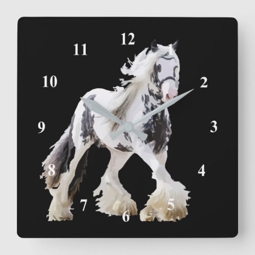 Gypsy Mare Stallion Draft Horse Square Wall Clock