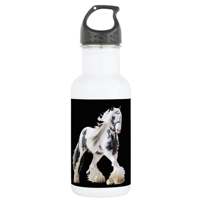 Gypsy Mare Stallion Draft Horse Stainless Steel Water Bottle (Front)