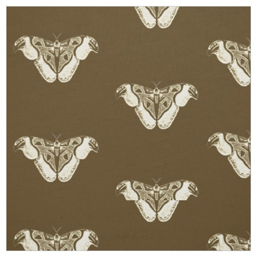 Gypsy moth pattern, chocolate brown and beige fabric