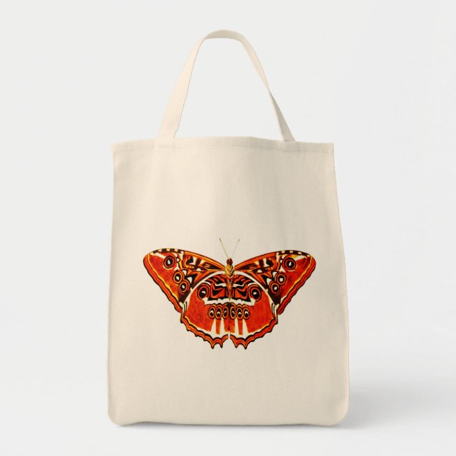 Gypsy moth, rust orange and black tote bag (Front)