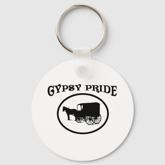 Gypsy Pride Black & White Caravan Keychain (Front)