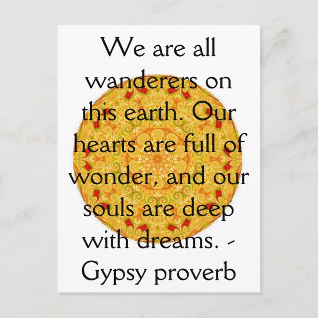 Gypsy Proverb wanderlust travel quote Postcard (Front)
