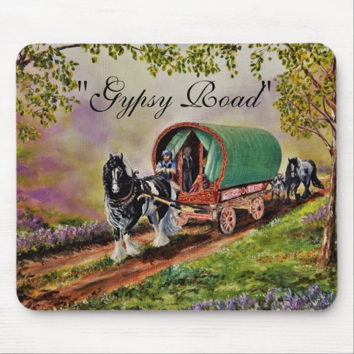 Gypsy Road Vanner caravan Irish Scotland heather Mouse Pad