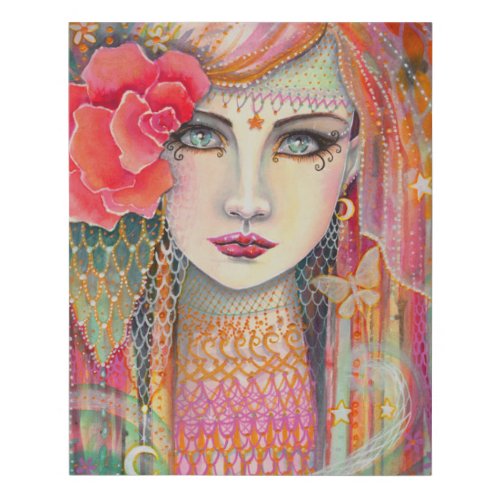 Gypsy Rose Beautiful Woman Art by Molly Harrison Faux Canvas Print