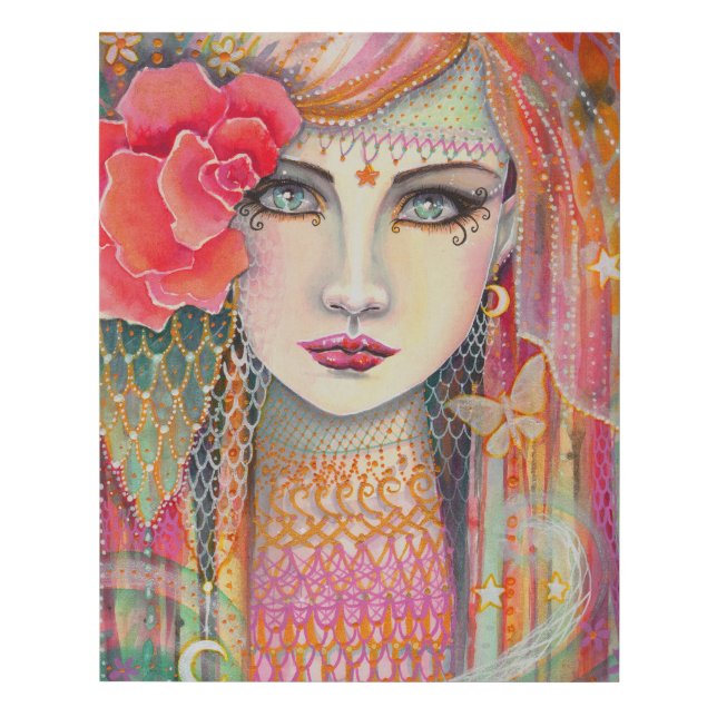 Gypsy Rose Beautiful Woman Art by Molly Harrison Faux Canvas Print (Front)