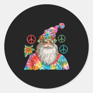 Gypsy Santa Claus Hipe Tie Dye Groovy Christmas Classic Round Sticker