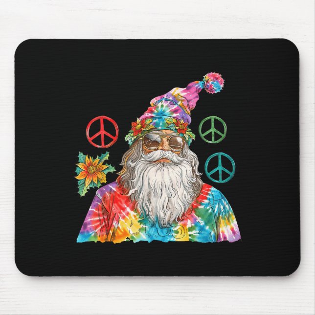 Gypsy Santa Claus Hipe Tie Dye Groovy Christmas  Mouse Pad (Front)