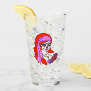 Gypsy Sugar Skull Glass
