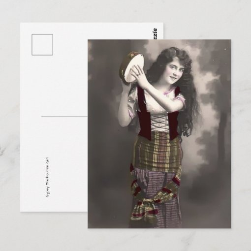 Gypsy Tambourine Girl Postcard Zazzle